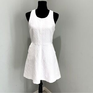 Banana Republic White structured textured fit and flare skater dress Sz 8P Pkts!